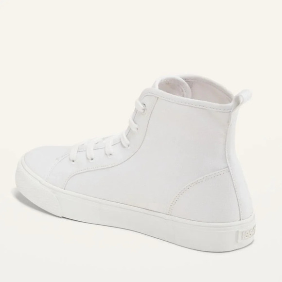 OLD NAVY Gender‎ Neutral Canvas High Top Sneakers in Solid White - Picture 3 of 9
